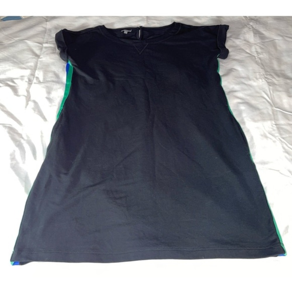 T by Talbots Large Tennis Golf Dress Black Short Sleeve Striped Accent